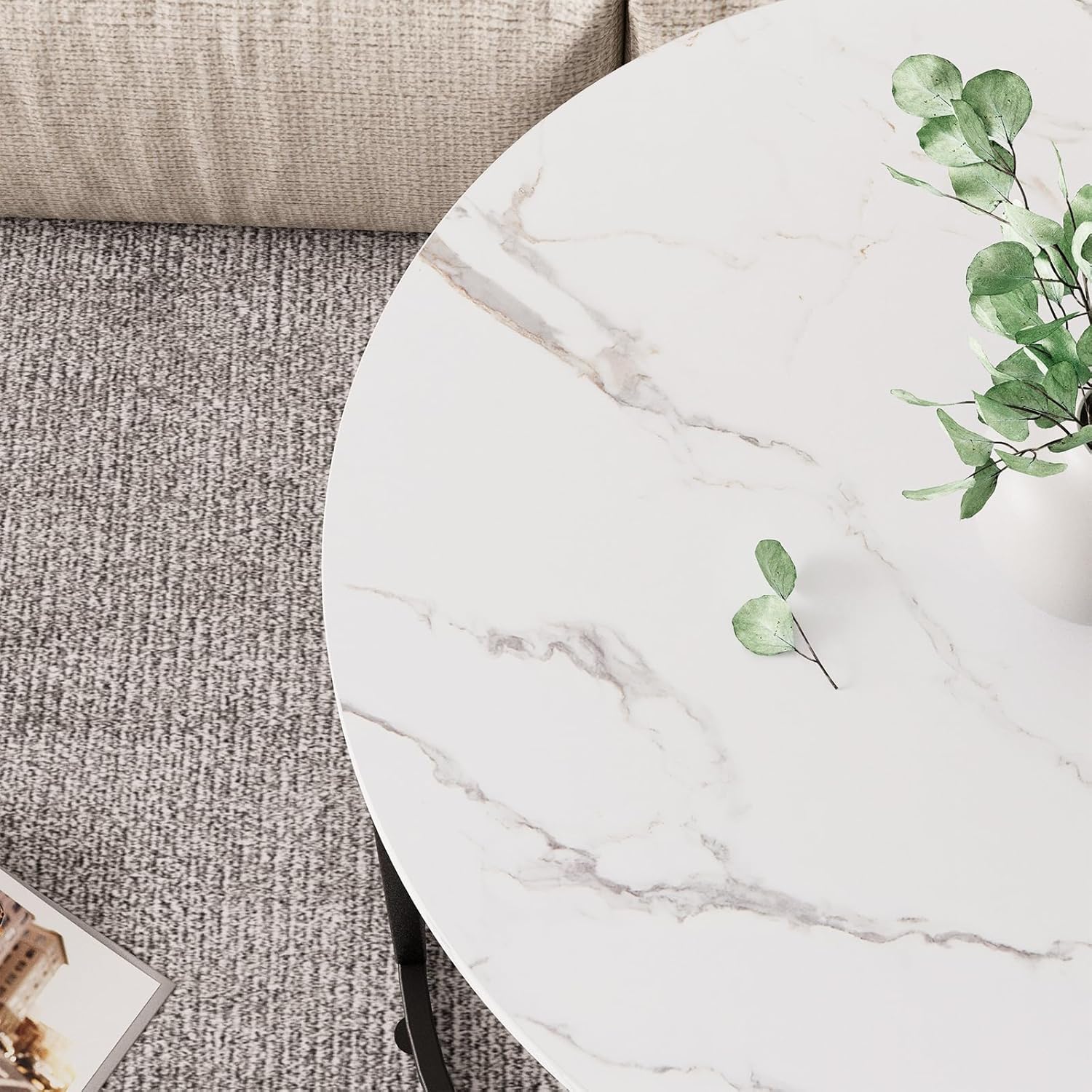Callalily Round Nesting Coffee Table Set, Faux Marble White photo 5