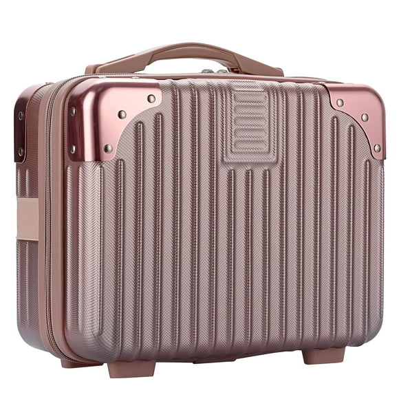 Estuche de viaje para maquillaje BSTKEY, portátil, carcasa dura, oro rosa
