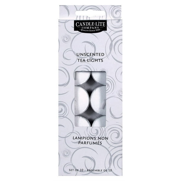 CandleLite Tea Light Candles Unscented White 10 / Box Pack of 12