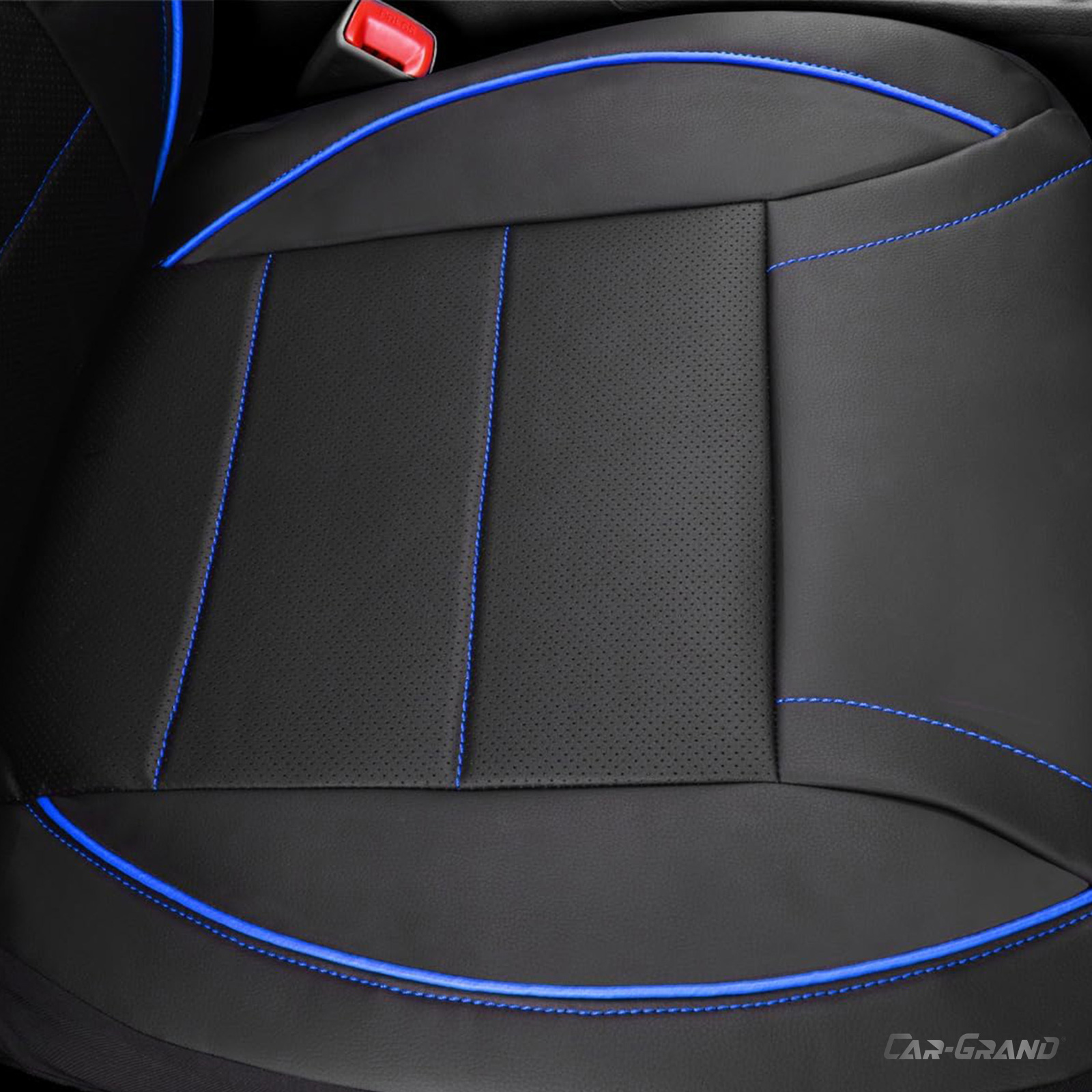 CAR GRAND Faux Leather car seat covers front pair breathable universal fit airbag compatible car, SUV, truck and van blue