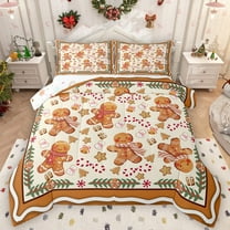 Castle Fairy Boys Girls Cartoon Gingerbread Man Bedding Comforter Set 2pcs,Merry Christmas Twin Comforter Sets Microfiber,Xmas Festival Breathable Bedding Set,Luxury Bedroom Decor,Reversible