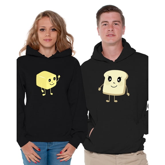 Awkward Styles Butter and Bread Matching Couples Hoodie Matching Hooded Sweaters for Couples Gifts for Wifey Funny Gifts Matching Hooded Couple Hoodie for Food Lovers