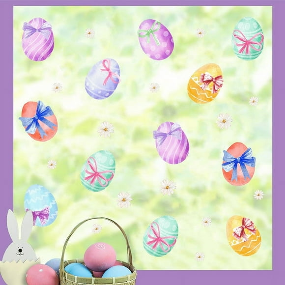Diceymbol 2025 New Easter Window Sticker PVC Self-adhesive Easter Bow Holiday Refrigerator Decoration Sticker Wall Sticker Cup Sticker Border Wall Sticker Unique Design