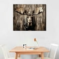 thumbnail image 2 of Shadudu Moose Canvas Wall Art 36x20 Inch - Modern Rustic Wildlife Moose, Elk, & Deer with Big Horn Print, Vintage Framed Artwork for Living Room and Bedroom Decor 20x16in, 2 of 6