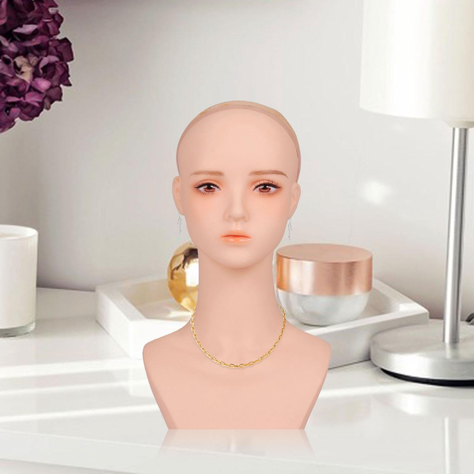 Toysmith Cosmetology Wig Holder Beauty Accessories Displaying Wig Display Female Mannequin Head with Shoulder for Hair Styling Cap Hat style A