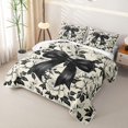 thumbnail image 3 of Manfei Black Ribbon Bowtie Twin Quilt Set for Girls,Chic Floral Vintage Flowers Twin Coverlet Set for Teens Female, 3 of 7