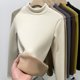 thumbnail image 4 of Camisa de punto entallada con cuello alto y mitad interior, forro polar, cálida, para mujer, 4 of 5