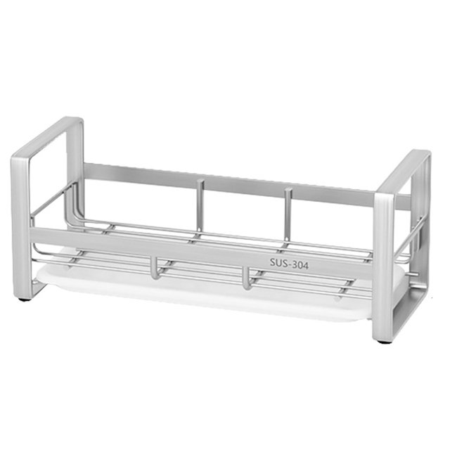 Waterproof Draining Rack Stainless Steel Sink Draining Rack Countertop Drying Rack with Tray Design Quick Drainage Anti-slip Punch-free Installation