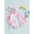 thumbnail image 6 of Michellecmm Toddler Girls Rash Guard Swimsuit Rompers Long Sleeve Floral Print Baby Ruffle Bathing Suit Swimwear with Swim Cap, 6 of 9