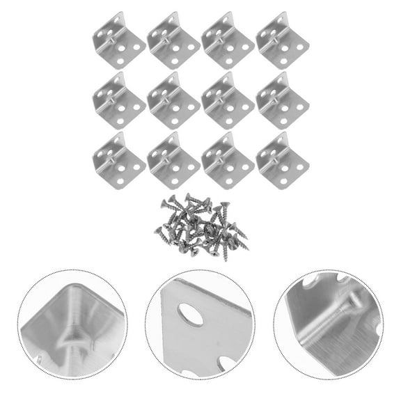 FONWILYO 12Pcs LShaped Silver Corner Braces for Furniture Fixing and Stabilization in Home Decor