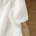 thumbnail image 5 of Women's Cotton Linen Tops Short Sleeve Embroidery Button down Shirts Loose Fit Blouses Lightweight Clothes (2XL, White), 5 of 5