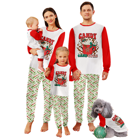 

Holiday Family Matching Christmas Pajamas Sleepwear Set Christmas Buffalo Plaid Stripe Printed Sizes Baby-Kids-Adult-Pet 2 Pieces Top and Pants Bodysuits Xmas PJS Sleepwear