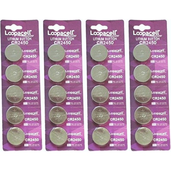 LOOPAcELL cR2450 3V Lithium Battery (Pack of 20) - High capacity coin cell Batteries