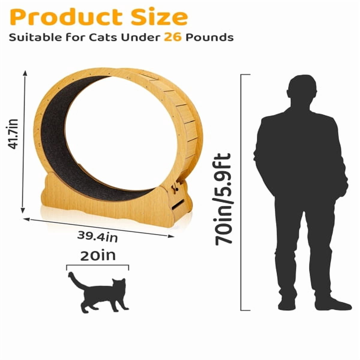 Cat Wheel Exerciser for Indoor Cats, 39.4in Large Cat Exercise Wheel for Running Silent, Cat Treadmill with Safety Lock for Cat's Fitness and Health