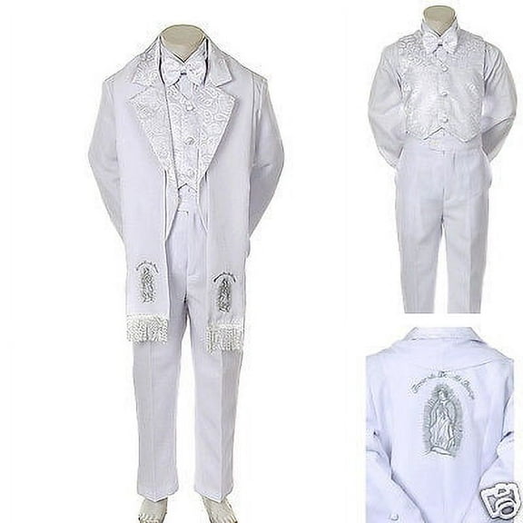New Baby Toddler Kid Child Boy Church Christening Baptism Tuxedo Suit S-7 White