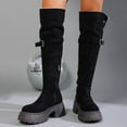 thumbnail image 5 of Lovzfmll Knee High Boots Women, Boots High Heel Warm, Mid Heel Round Toe Winter Snow Chunky Boots Casual Black Boots, 5 of 8