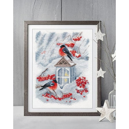 UPC: 4680021532993 | Counted Cross-Stitch Kit on Aida And It`s Snowing… 1415 Needlework By Oven Easy Winter Bird White
