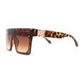 thumbnail image 3 of Mobster Flat Top Shield Horn Rimless Plastic Sunglasses Tortoise Brown, 3 of 4