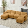 thumbnail image 3 of LOYALICE 115" Cozy Oversized Corduroy Modular Sectional Sofa U Shaped 6 Seat Couch with Movable Ottoman & Chaise for Living Room Bedroom, Yellow, 3 of 10