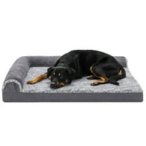 FurHaven Pet Products Two-Tone Faux Fur & Suede Deluxe Orthopedic Chaise Lounge Pet Bed for Dogs & Cats - Stone Gray, Jumbo