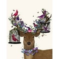 thumbnail image 2 of Fab Funky 26x32 White Modern Wood Framed Museum Art Print Titled - Deer Birdkeeper, Tropical Bird Cages, 2 of 4