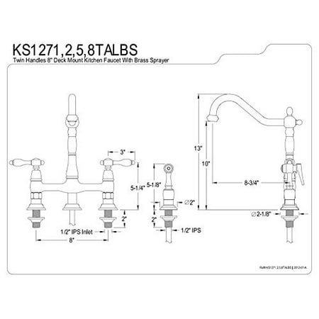 Kingston Brass Ks1271talbs Kingston Brass Tudor 8 In Center