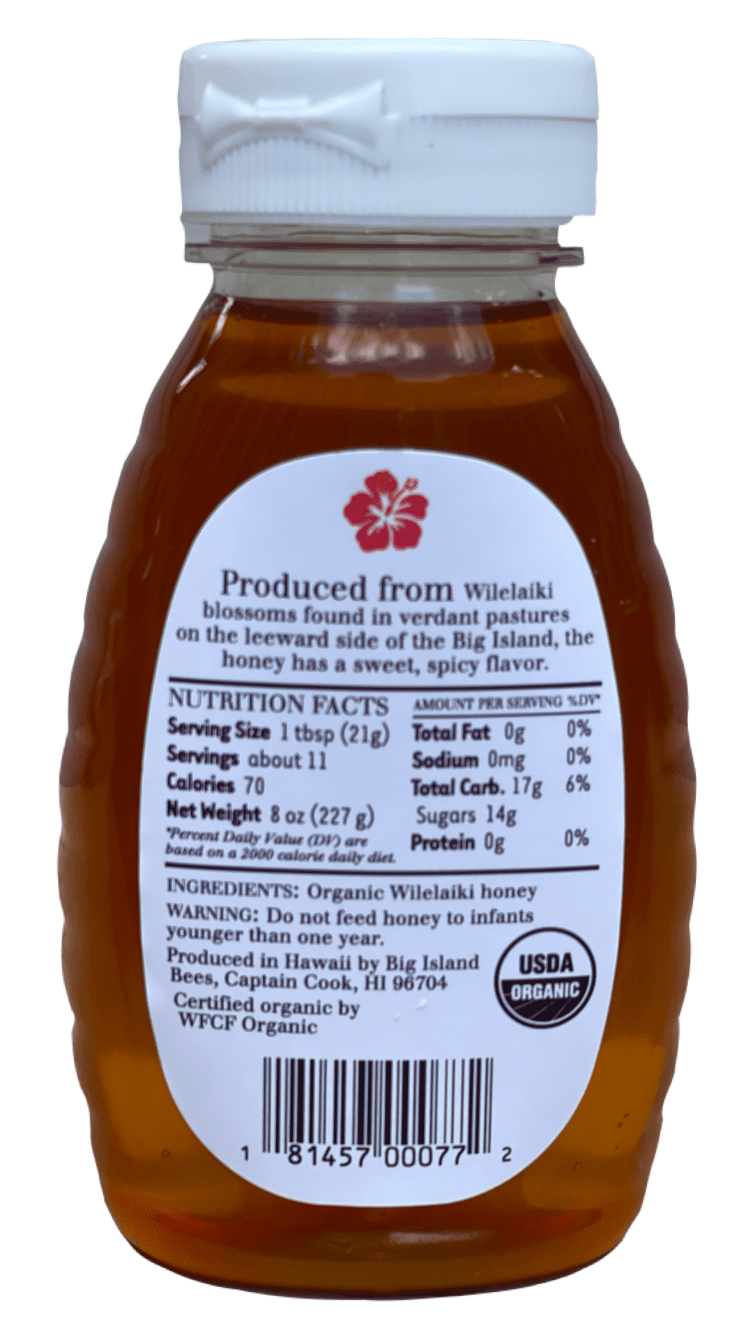 Honua Pure Hawaiian Honey 8 Ounce, Organic Wileaiki