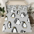 thumbnail image 2 of Manfei Cute Penguin Twin Sheet Sets 3pcs for Kids Boys Girls, Wild Animal Twin Fitted Sheet, Antarctic Wildlife Flat Sheet, Luxury Bedroom Decor, 2 of 7