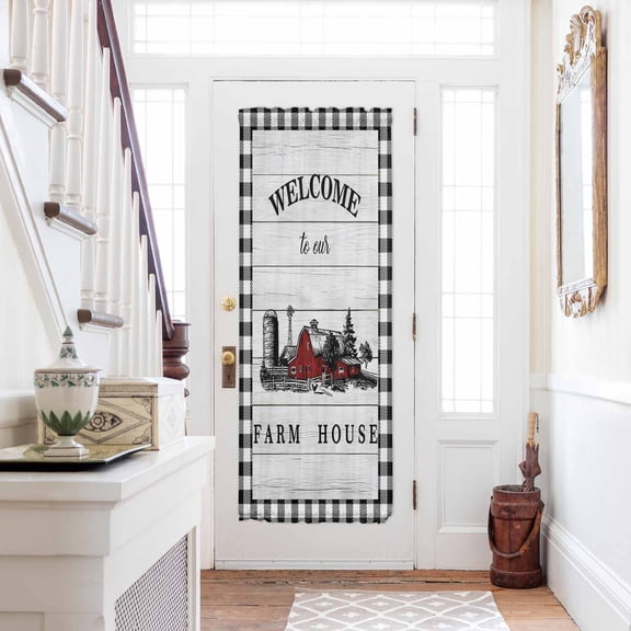 Farmhouse Cabin Door Curtains for Door Window, French Sidelight Front Back Door Curtains With Tieback, Country Vintage House Wood Grain Pliad Kitchen Rod Pocket Drapes Panel, 25"x72"