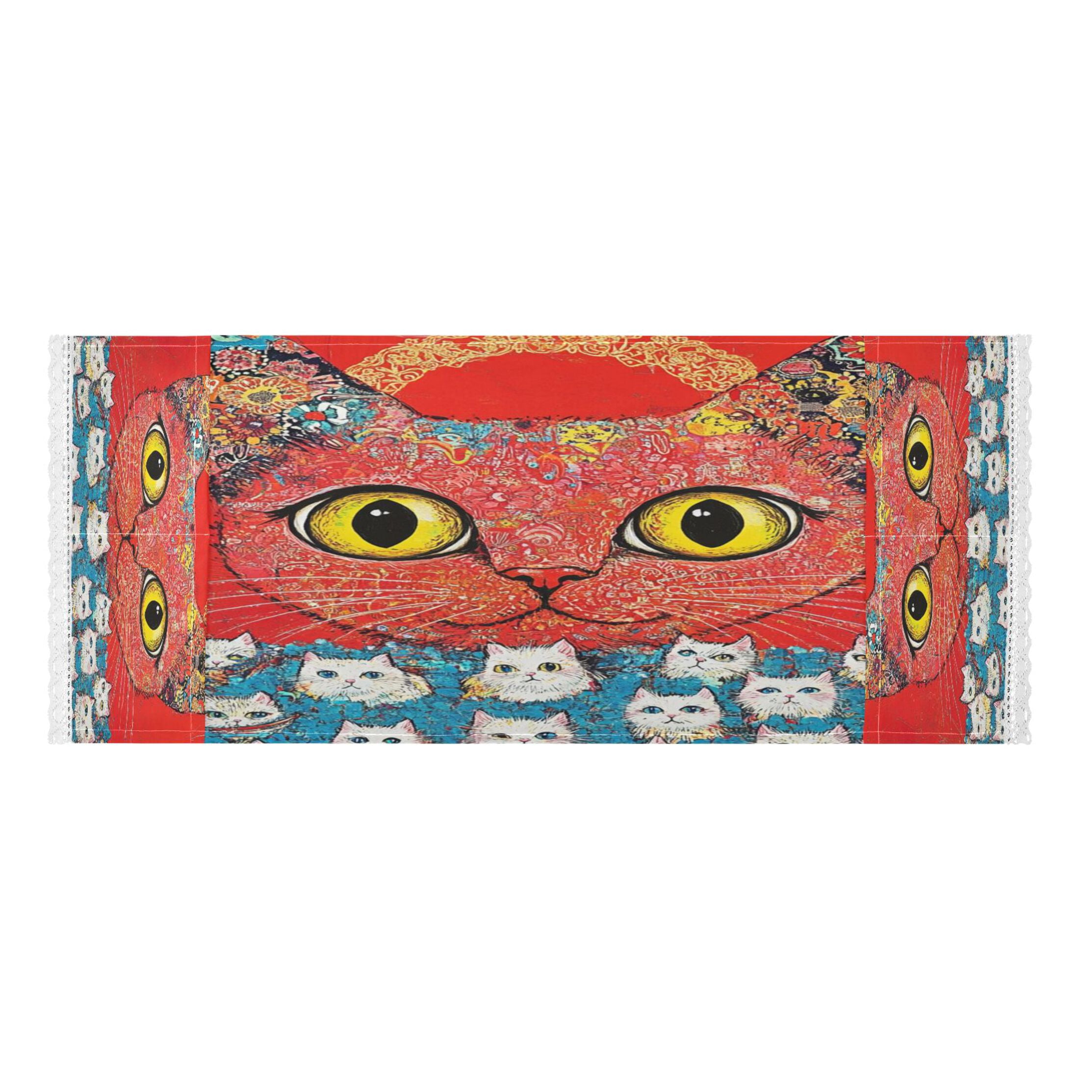 Washing Machine Cover 51.2x22in, Durable Polyester Dust Cover with Lace Trim and Side Pocket for Appliances Graffiti Cat