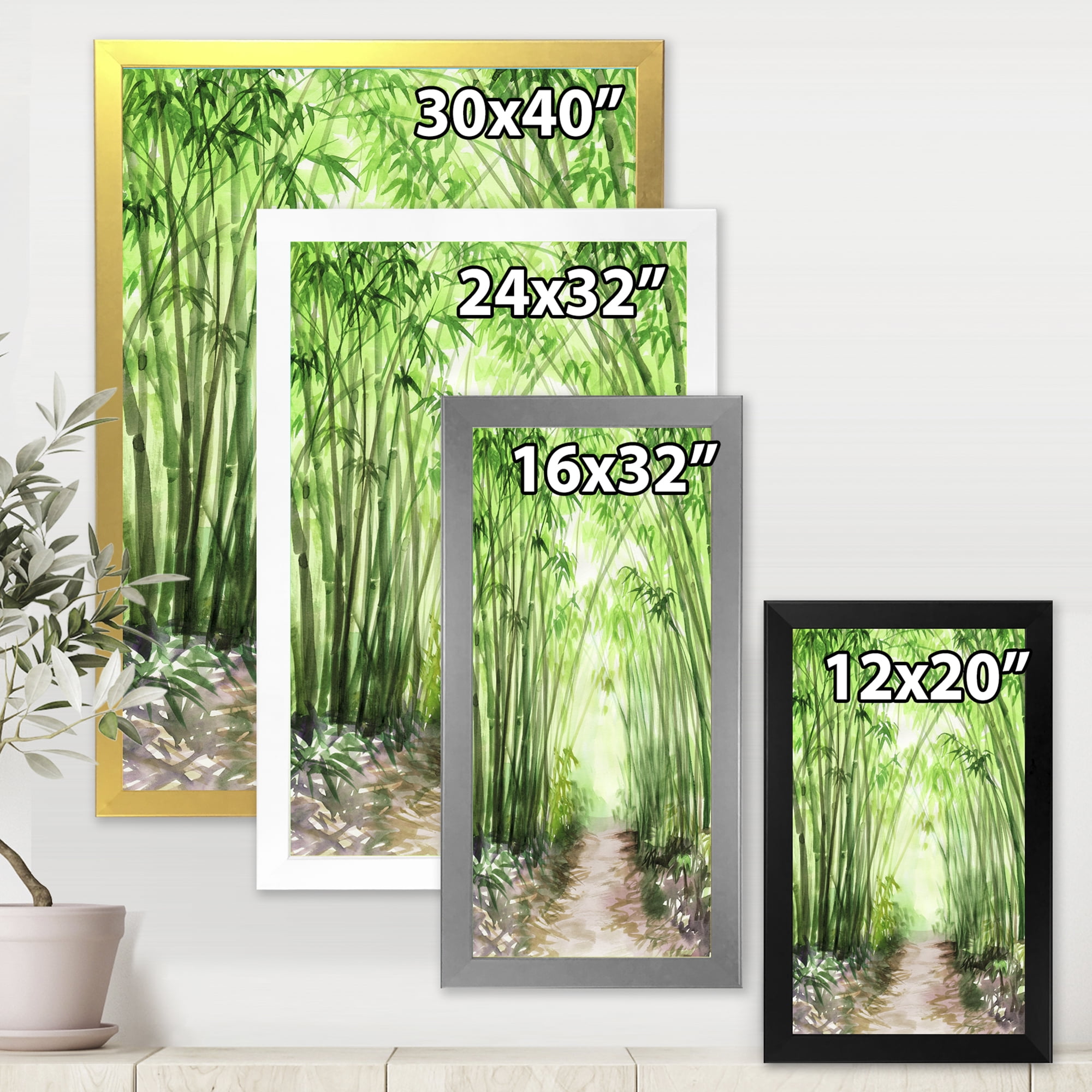 Designart 'Little Road Through Bamboo Forest' Traditional Framed Art Print