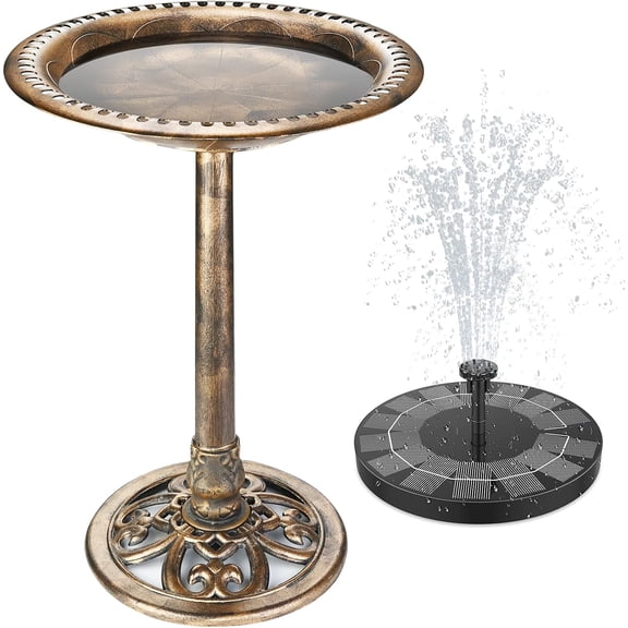 Bird Bath Outdoor, Lightweight Polyresin Birdbath for Garden with 2.5W Solar Fountain, Perfect for Outside, Patio, Yard and Pond Decoration