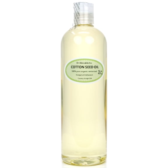 Dr Adorable - 16 oz - Cottonseed Oil - 100% Pure Organic Winterized Soap Moisturizing Oil For Face Skin Hair