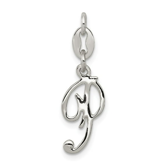 Solid 925 Sterling Silver Initial Letter P Pendant Alphabet Charm mm