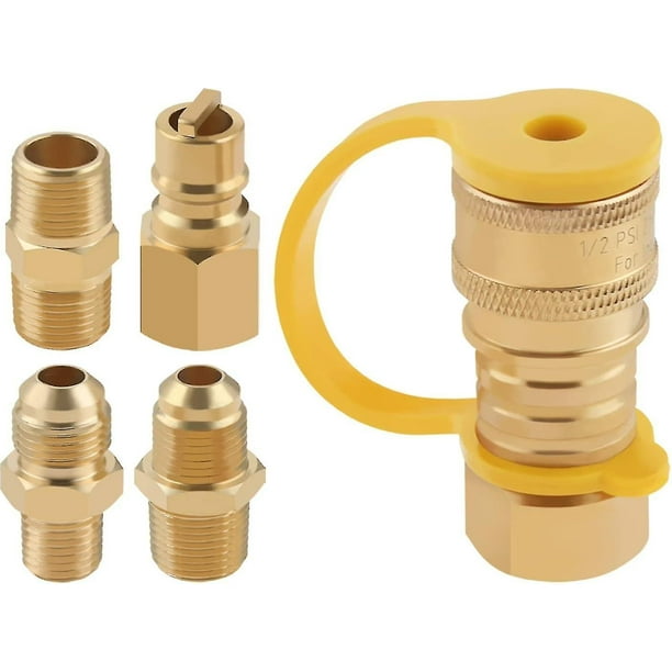 Accesorios de conexión rápida de gas natural de 3/8 de pulgada, kit de adaptador de conector rápido para parrilla de gas propano, juego de desconexión rápida de manguera de propano de gas LP