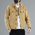 thumbnail image 2 of Abrigo vaquero caqui para hombre, chaqueta vaquera japonesa de otoño para hombre, precio económico, elegante, de una pieza, lavado G, de bajo coste en la ropa masculina más barata, 2 of 5