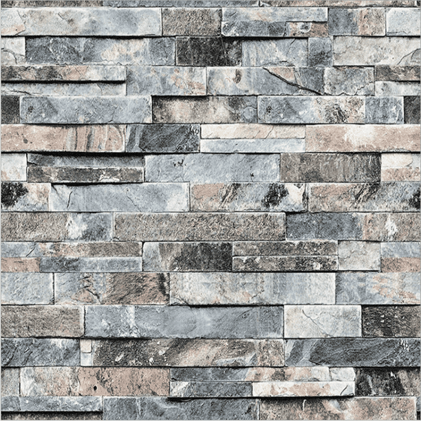 394x21inch 3d Faux Textured Stone Wall Look Brick Wallpaper Wall Sticker Wall Paper For Home Design And Room Decor Easy To Apply Walmart Com Walmart Com