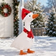 thumbnail image 5 of FAMTKT Christmas Porch Goose Statue Outfit with Red Christmas Hat Scarf, Yard Statue Goose Clothing Set for Garden Patio, Winter Holiday Outdoor Decor, 5 of 6