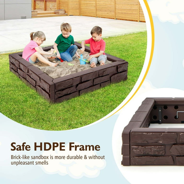 Costway Kids Playground Sandbox with Lid, HDPE Sandpit for Costway Kids Playground Sandbox with Lid, HDPE Sandpit for