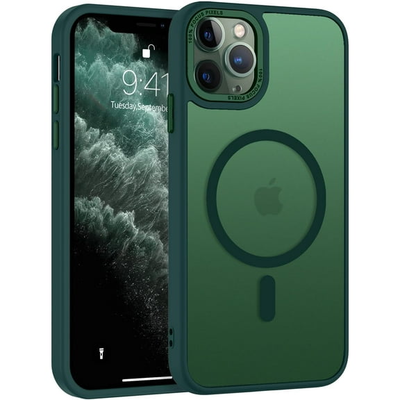Design for iPhone 11 Pro Case Magnetic[Compatible with Magsafe], Translucent Matte Back Anti-Scratch Full Body Cover Shockproof Protective Phone Case for iPhone 11 Pro 5.8", Green