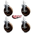 thumbnail image 2 of 6 Inch High Temp Phenolic Swivel 7/16 Inch Grip Ring Stem Caster Set with Brake, 2 of 2