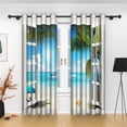 thumbnail image 4 of Summer Beach Blackout Curtains, Sea Waves Shell Starfish, Room Darkening Grommet Curtains, White Window View, 52"x63", 2 Panel, 4 of 6