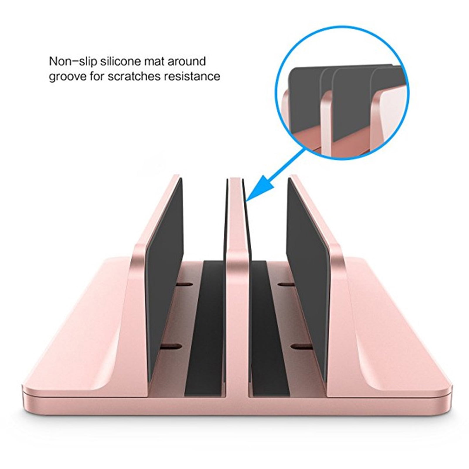 Vertical Laptop Stand 2 Slot Desktop Stand Holder With Adjustable Dock Aluminum Alloy Laptop Stand For Desk Compatible With 17in Laptops