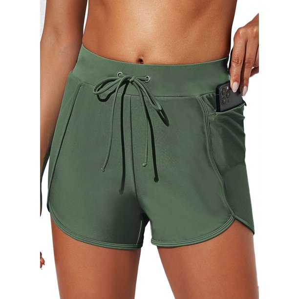 Eytino Womens High Waisted Swim Shorts Quick Dry UPF 50+ Swim Board