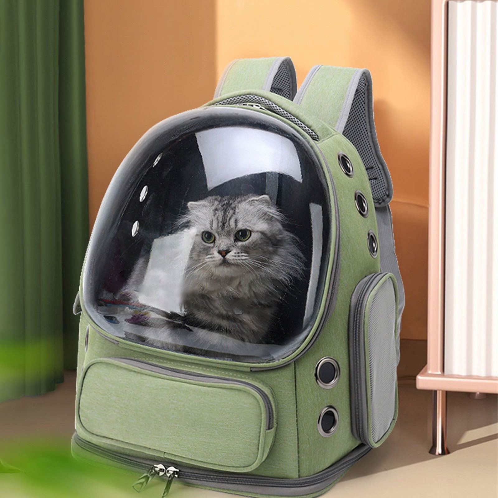 Cat Travel Backpack for Cats with Transparent Window Large Internal Space Breathable Design Ideal for Hiking Camping Outdoor Adventures