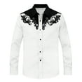 thumbnail image 4 of Mens Shirts Casual Western Cowboys Long Sleeve Top Carnival Festive Button Down Lapel Comfortable Shirt for Men Black XXL, 4 of 4