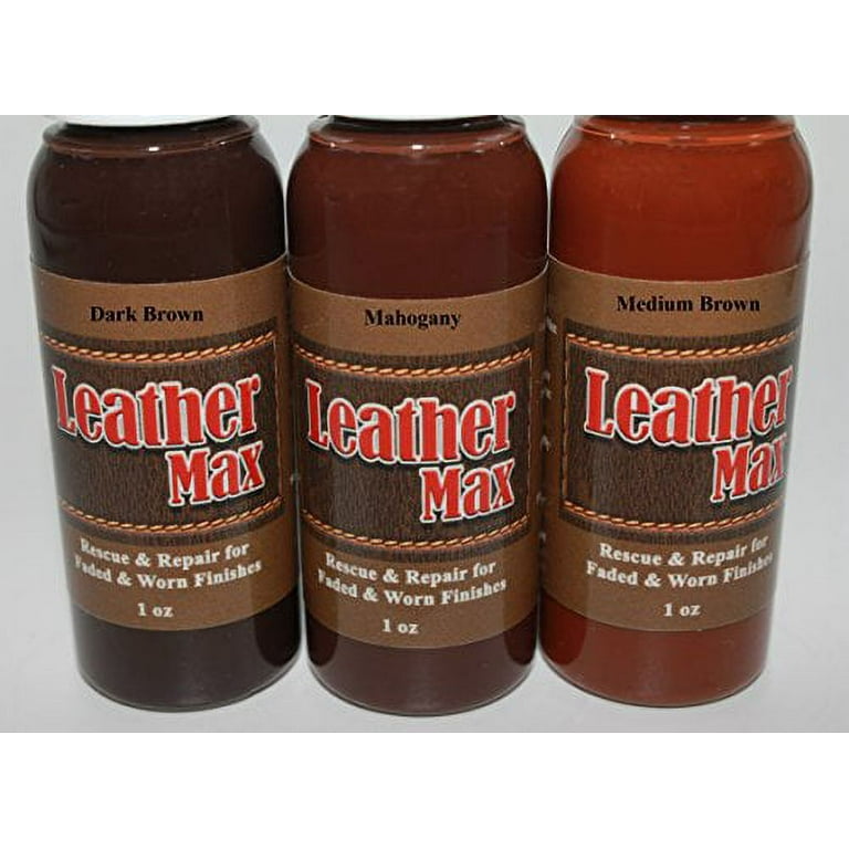 Leather Refinish An Aid to Color Restorer Kit / Cleaner / Color Restorer / Sponge Applicator (Dark Brown)