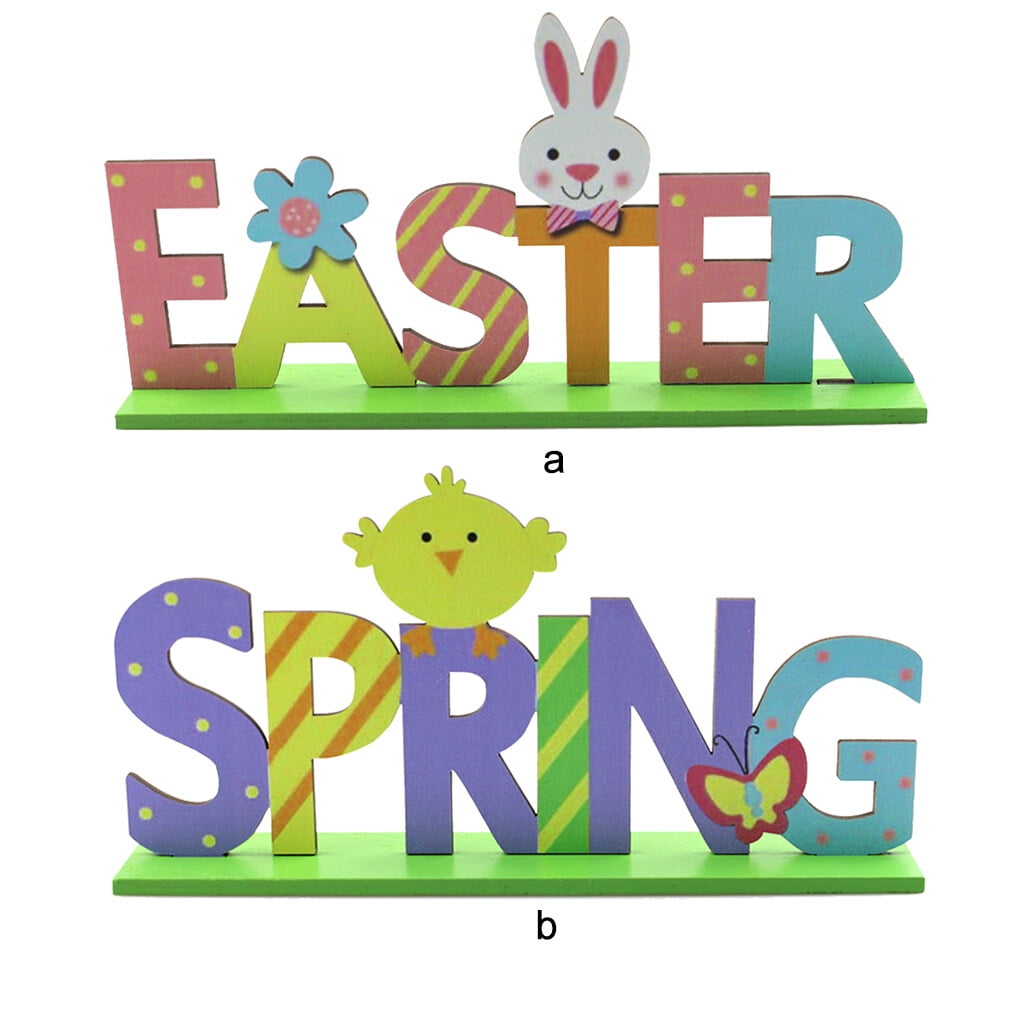 Yingyy 2 Sets Wood Ornaments Easter Decorations Cute Rabbit Handy