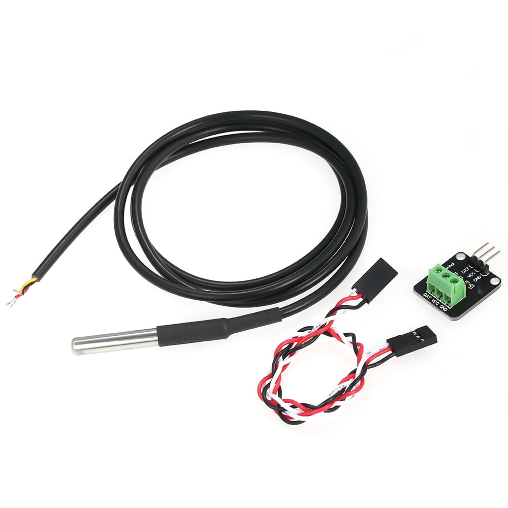 DS18B20 Stainless Steel Probe Waterproof Temperature Sensor 1M Cable PCB kit