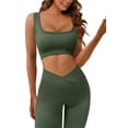 thumbnail image 3 of ONLYSHE Women Workout Set Seamless 2 Pieces Sleeveless Tank Tops Outfits Casual Sports Sweatsuit Bodycon Shorts And Bra Activewear Tracksuits, 3 of 8
